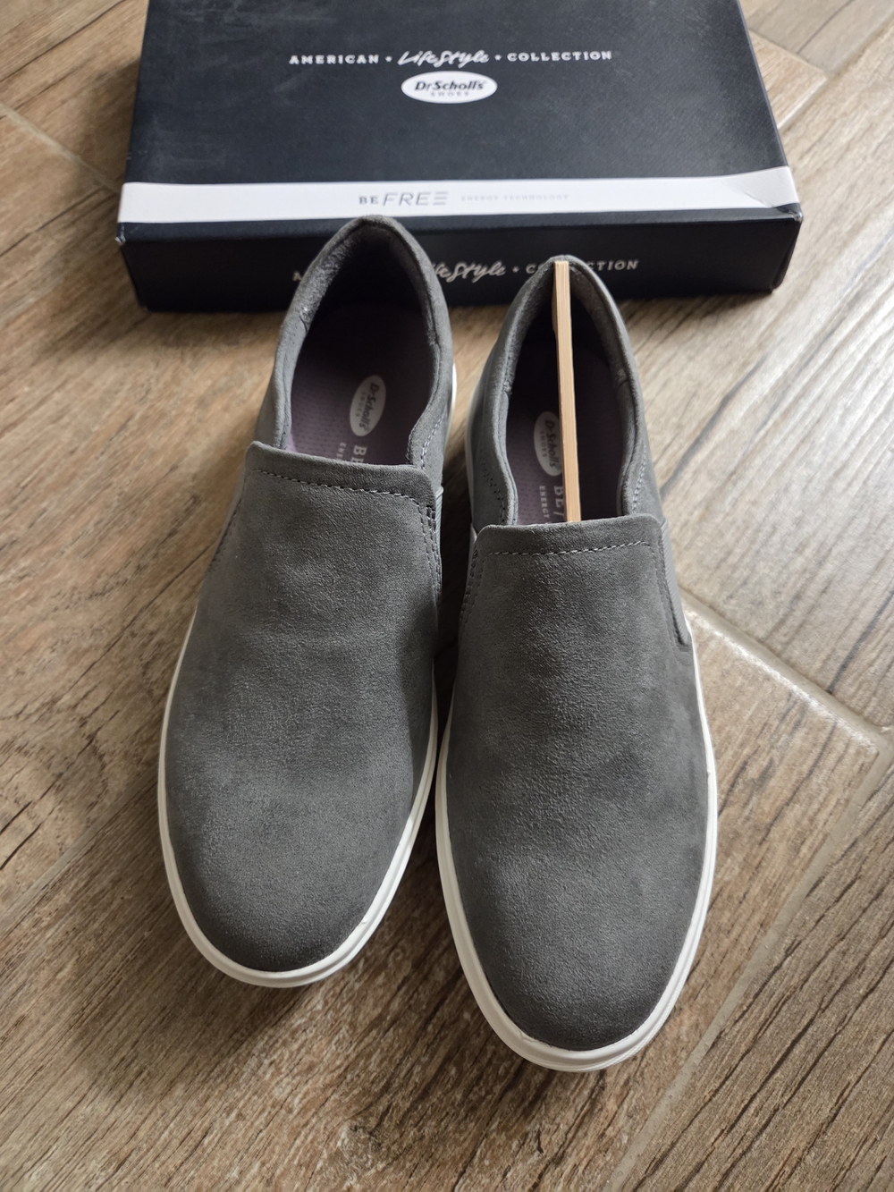 NWT 6.5, Dr. Scholl's Women's Gray Slip-On Suede Sneakers